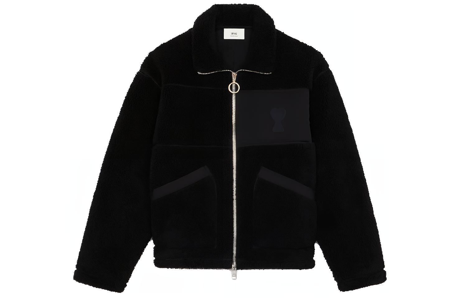 AMI PARIS FW21 Slim Fit Zip-Up Jacket Black H21HOW070-756001