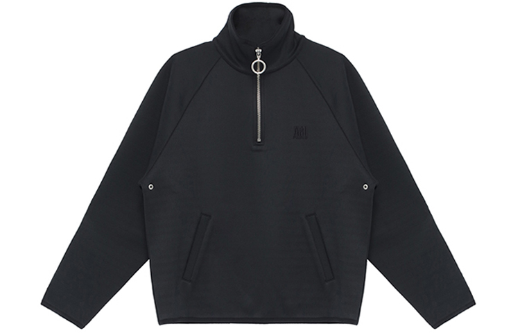 AMI PARIS FW21 Solid Half-Zip Sweatshirt Jacket Black H21HJ071-740