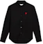 Buy アミ パリス FW22 ブラック 長袖シャツ ハートロゴ刺繍入り HSH114-660001