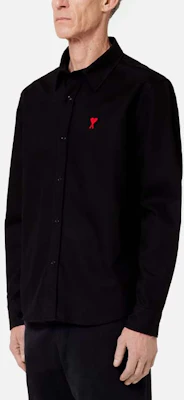 アミ パリス FW22 ブラック 長袖シャツ ハートロゴ刺繍入り HSH114-660001 Lookbook アミ パリス FW22 ブラック 長袖シャツ ハートロゴ刺繍入り HSH114-660001