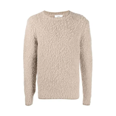 AMI Paris FW22 Crewneck Wool Sweater in Light Brown HKS053028250