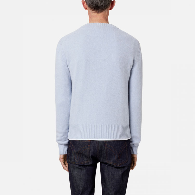 AMI Paris FW22  Light Blue V-Neck Pure Cashmere Sweater with Heart Logo HKC007.00543 圖 4