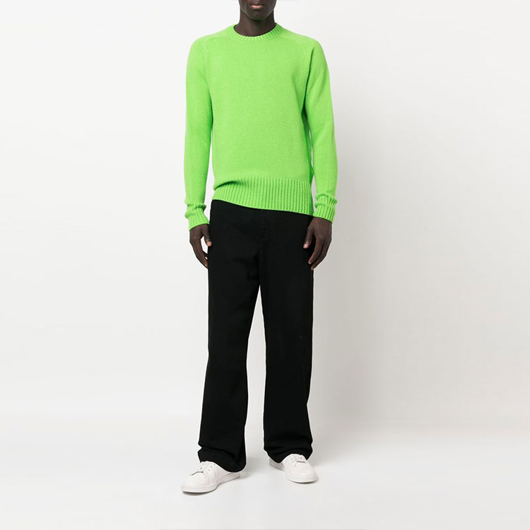 AMI PARIS FW22  Solid Knit Wool Crewneck Sweater Green HKS021025-300 圖 3