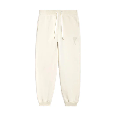 AMI Paris FW22 Beige Logo Embroidery Drawstring Sweatpants Unisex Couples Casual. UTR202747-150