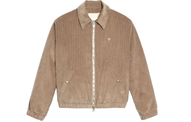 AMI PARIS FW22 Beige Solid Collar Long Sleeve Jacket Men HJK013288-250