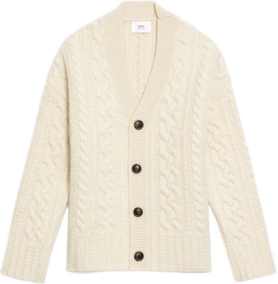 아미 파리 FW22 베이지 브이넥 니트 가디건 유니섹스 솔리드 컬러 UKC151017-150 Order 아미 파리 FW22 베이지 브이넥 니트 가디건 유니섹스 솔리드 컬러 UKC151017-150