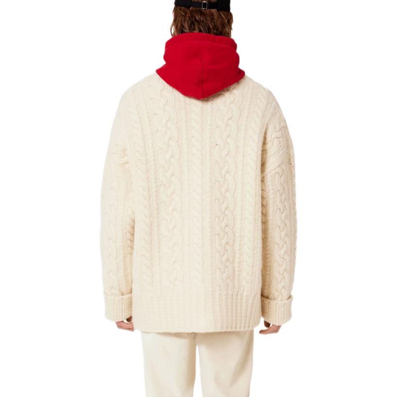 AMI Paris FW22 Beige V-Neck Knitted Cardigan Unisex Solid Color UKC151017-150 圖 5