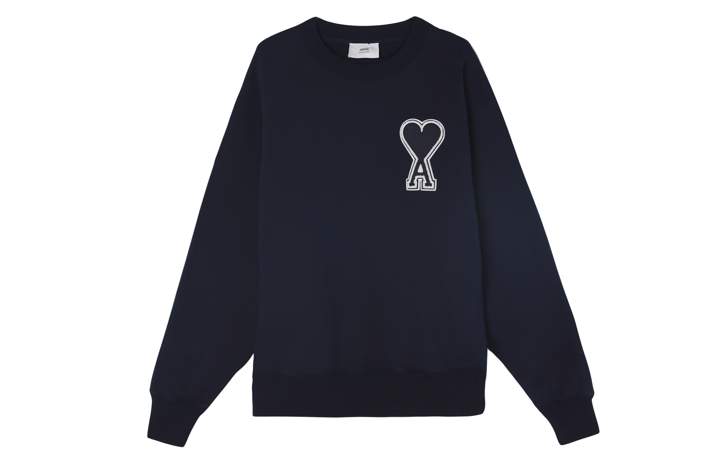 AMI PARIS FW22 Big Heart Logo Navy Blue Unisex Crewneck Pullover Sweatshirt E22SPEUSW011-747410
