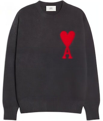 AMI Paris FW22 大愛心標誌羊毛毛衣 男女款 深灰色 UKS002-018067 Buy AMI Paris FW22 大愛心標誌羊毛毛衣 男女款 深灰色 UKS002-018067