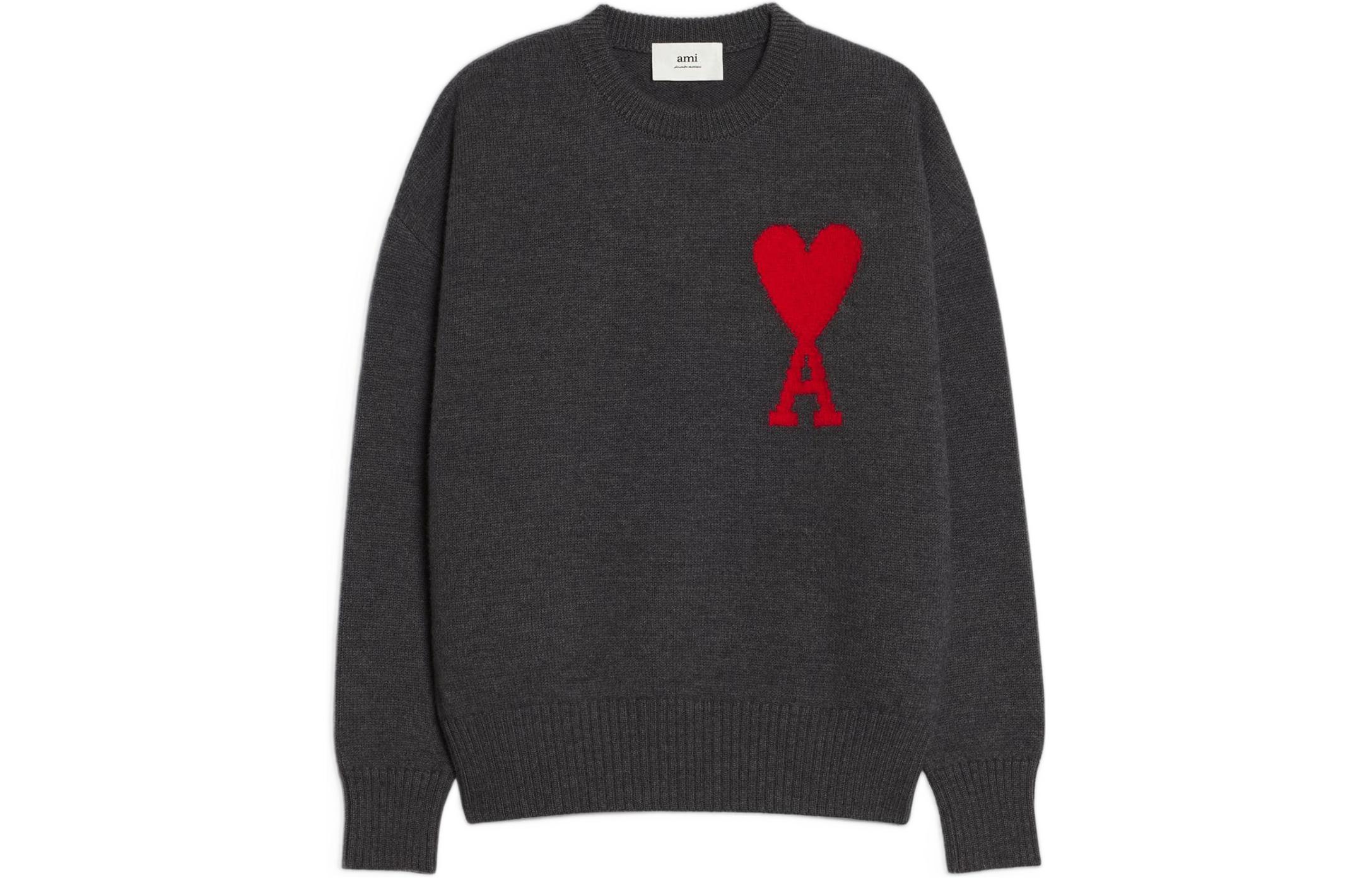 Order AMI Paris FW22 大愛心標誌羊毛毛衣 男女款 深灰色 UKS002-018067