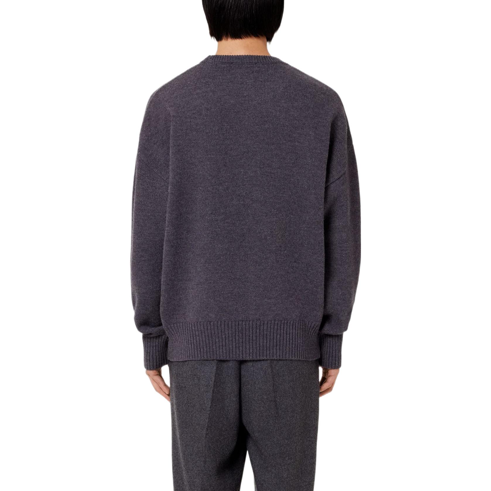 Shop AMI Paris FW22 大愛心標誌羊毛毛衣 男女款 深灰色 UKS002-018067