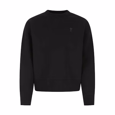 AMI PARIS FW22 Black Crewneck Logo Embroidered Sweatshirt 秋 Winter款 USW012740-001