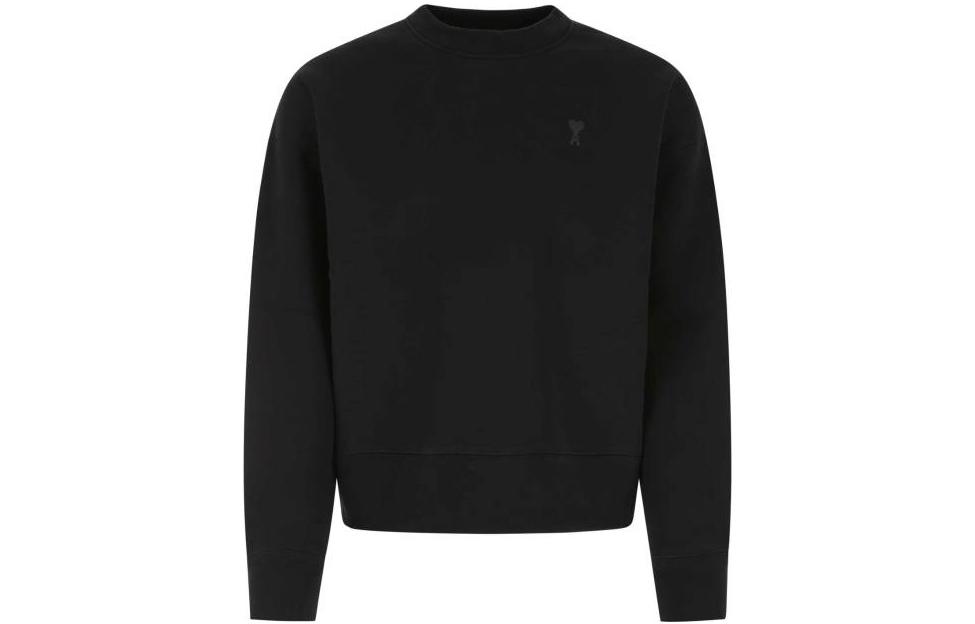 Order AMI PARIS FW22 黑色刺繡Logo圓領毛衣 秋冬款 USW012740-001