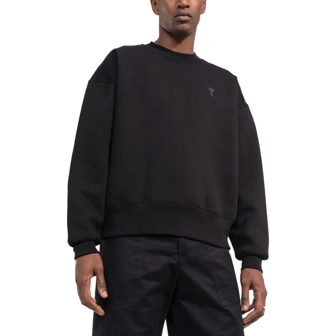 Purchase AMI PARIS FW22 黑色刺繡Logo圓領毛衣 秋冬款 USW012740-001