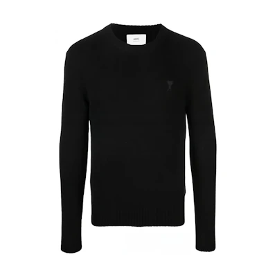 AMI Paris FW22 Black Logo Print Crewneck Sweater . HKS007005-001