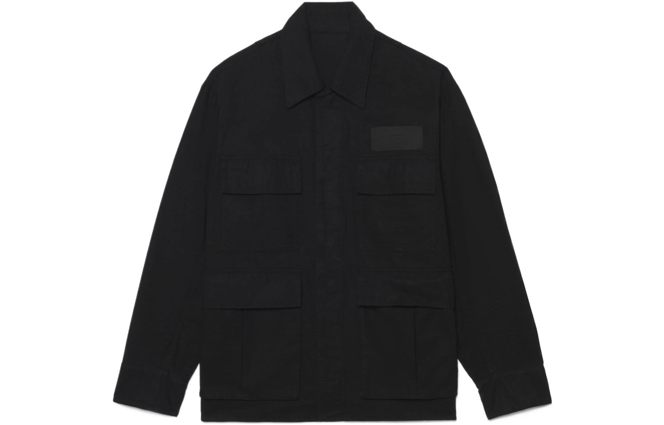 AMI PARIS FW22 Black Oversized Multi-Pocket Button Jacket - Fall Edition HJK201220-001