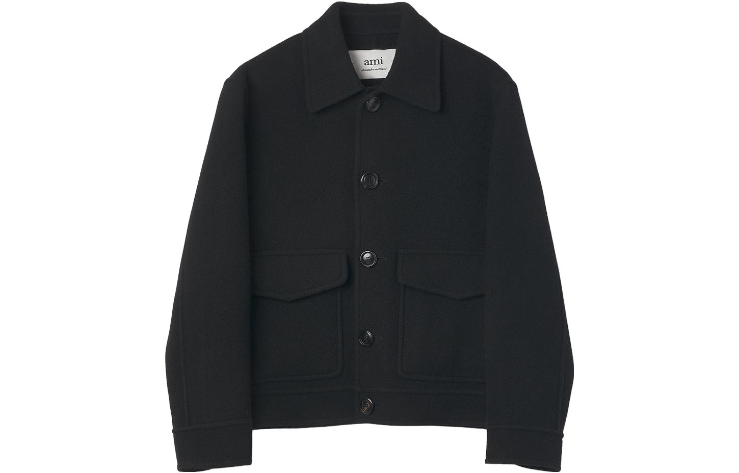 AMI PARIS FW22 Black Single-Breasted Point Collar Jacket HJK212252-001