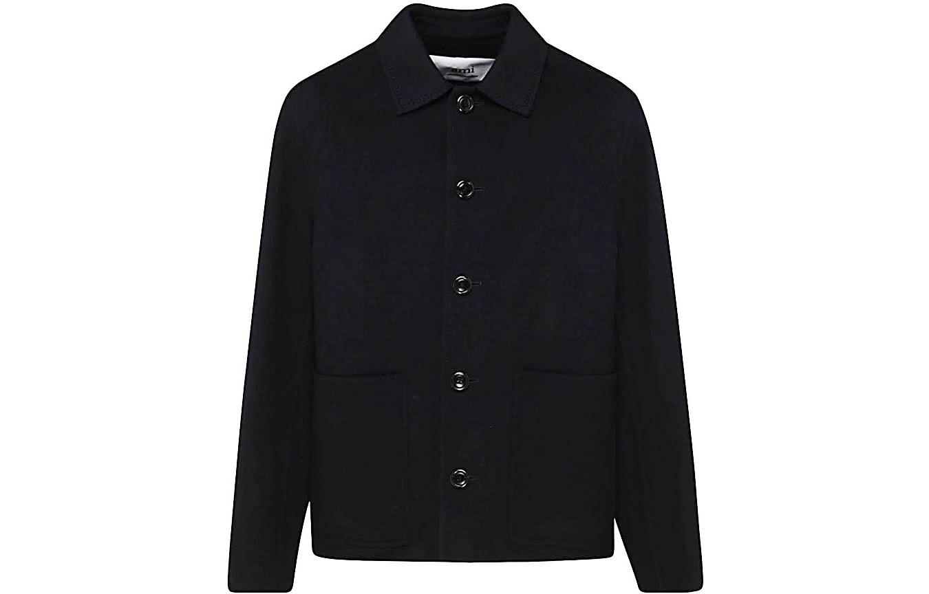 AMI PARIS FW22 Black Solid Single-Breasted Collar Jacket HJK200251-001