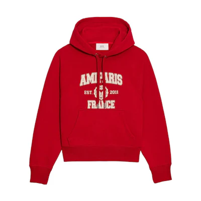 AMI PARIS FW22 Burgundy Hoodie with Heart Logo Print - Unisex USW210747-600