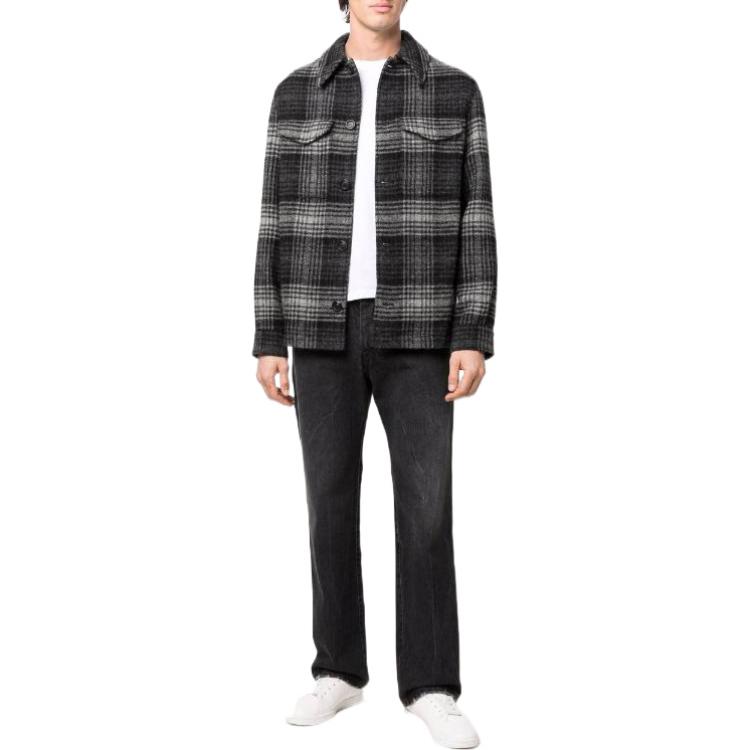 AMI Paris FW22 Checkered Single-Breasted Long Sleeve Shirt Jacket Black . HJK211280-057 圖 4