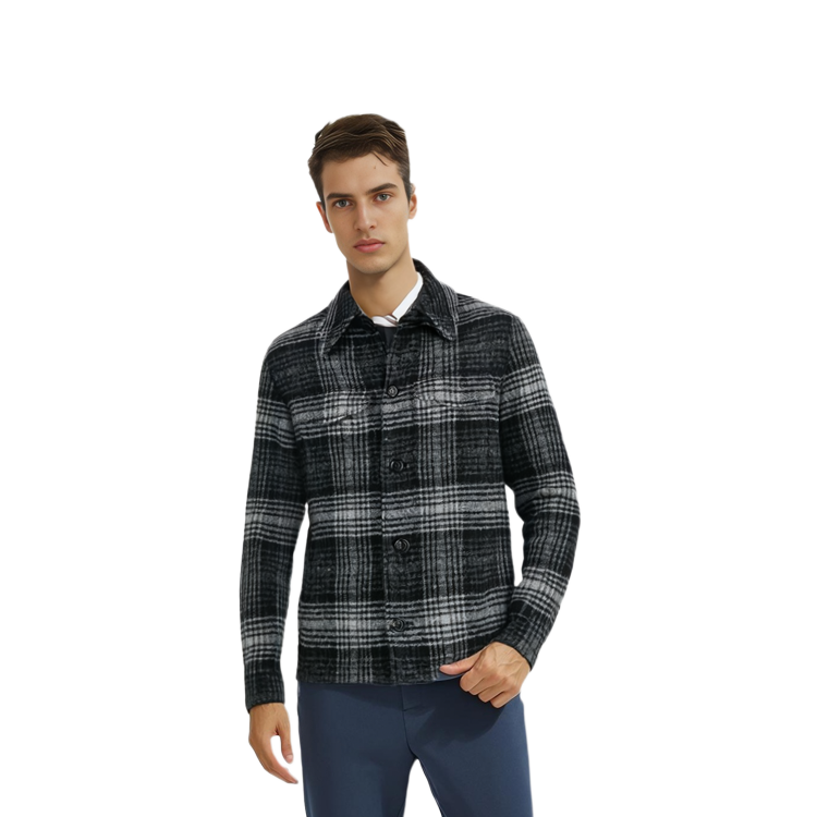 AMI Paris FW22 Checkered Single-Breasted Long Sleeve Shirt Jacket Black . HJK211280-057 圖 7