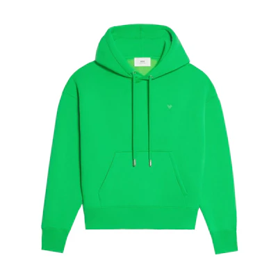 AMI PARIS FW22 Classic Heart Logo Hoodie Green Unisex Oversized Fit Autumn Edition USW212740-300