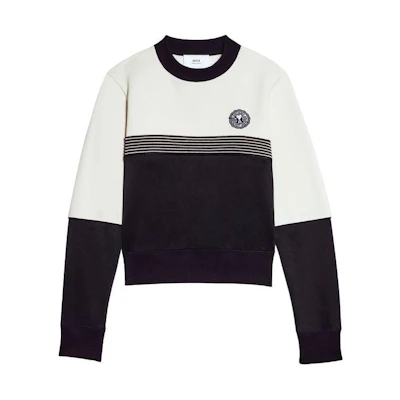 AMI PARIS FW22 Colorblock Patch Pullover Sweatshirt Black/White - Men’s HSW028738-151