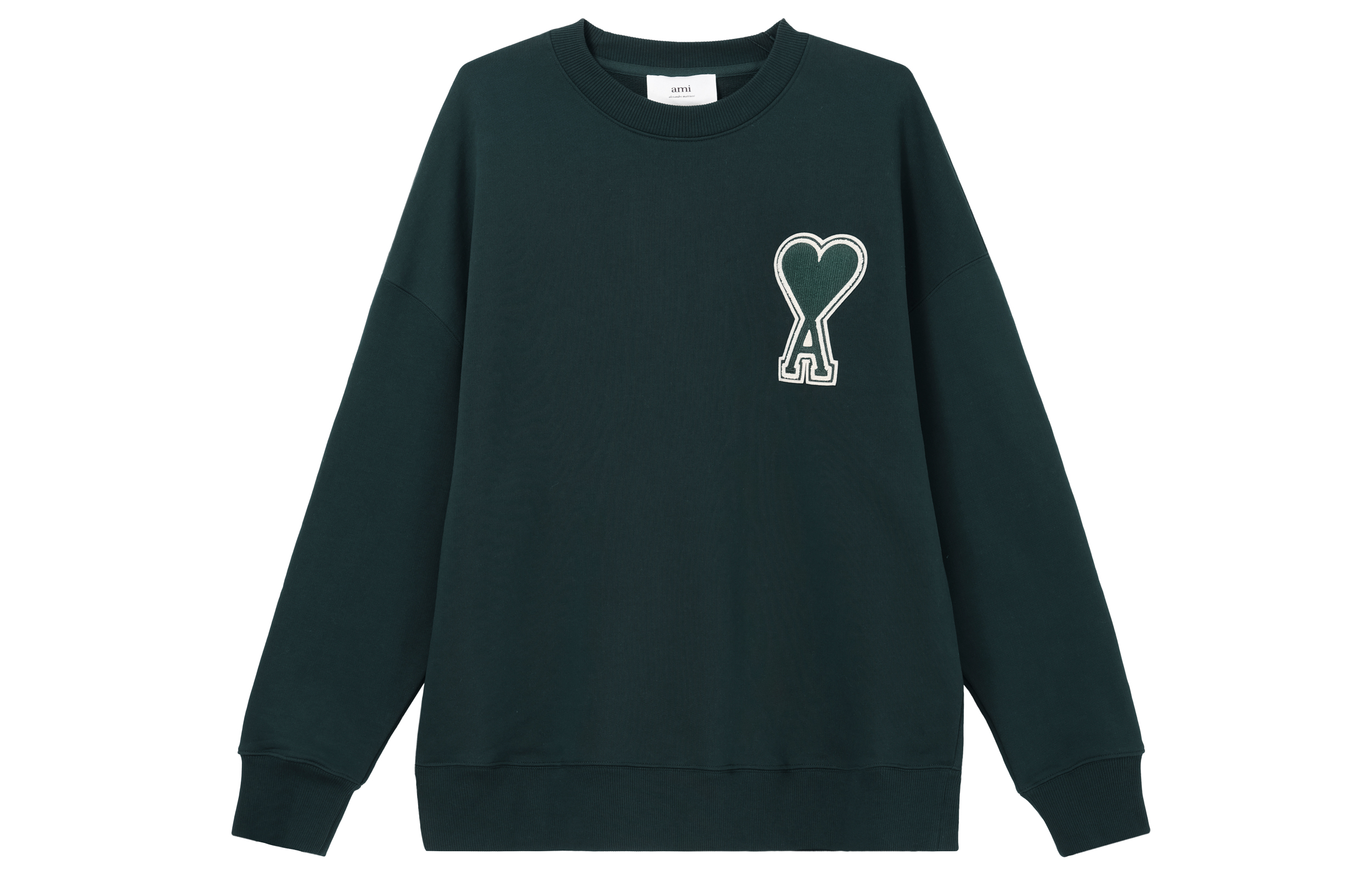 AMI Paris FW22 Green Heart Logo Crewneck Sweatshirt Unisex. E22SPEUSW011.747311 圖 2