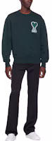 Shop AMI Paris FW22 Green Heart Logo Crewneck Sweatshirt Unisex. E22SPEUSW011.747311