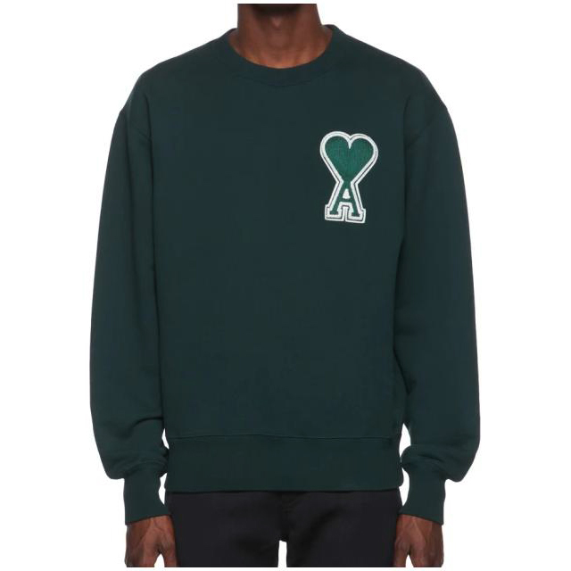 AMI Paris FW22 Green Heart Logo Crewneck Sweatshirt Unisex. E22SPEUSW011.747311 圖 5