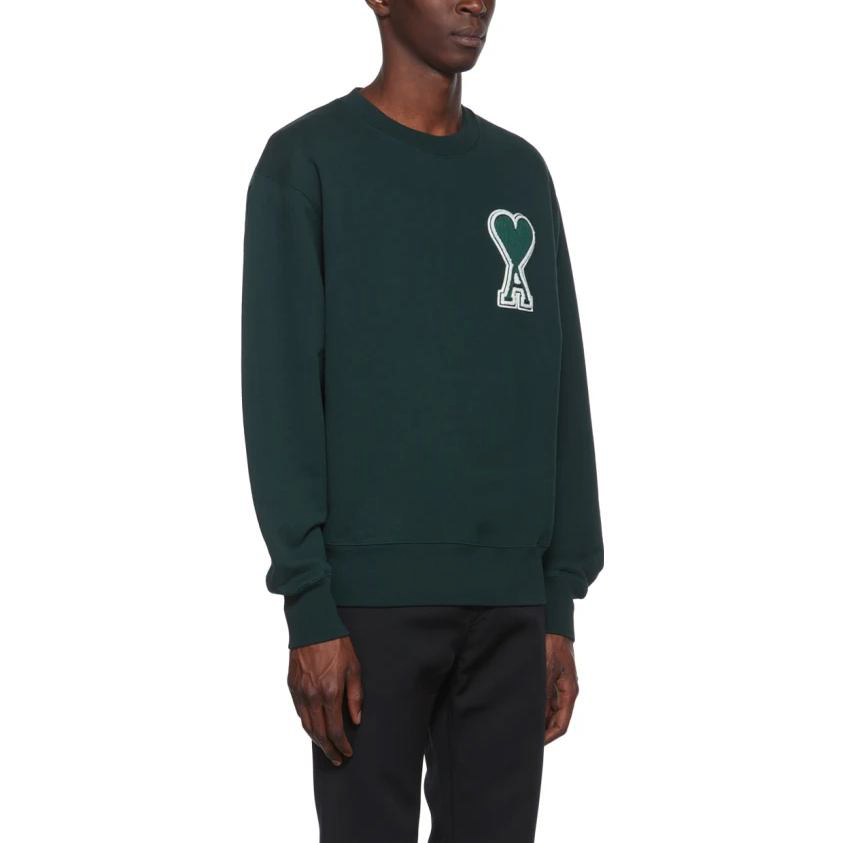 AMI Paris FW22 Green Heart Logo Crewneck Sweatshirt Unisex. E22SPEUSW011.747311 圖 6