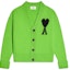 Buy AMI PARIS FW22 綠色愛心Logo羊毛V領寬鬆針織開衫男女毛衣 UKC002-018324