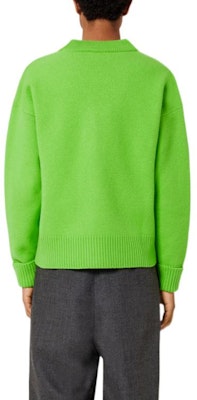 AMI PARIS FW22 綠色愛心Logo羊毛V領寬鬆針織開衫男女毛衣 UKC002-018324 Purchase AMI PARIS FW22 綠色愛心Logo羊毛V領寬鬆針織開衫男女毛衣 UKC002-018324