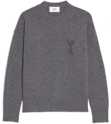 AMI PARIS FW22 灰色男士愛心Logo印花圓領毛衣 UKS040025-055 Buy AMI PARIS FW22 灰色男士愛心Logo印花圓領毛衣 UKS040025-055