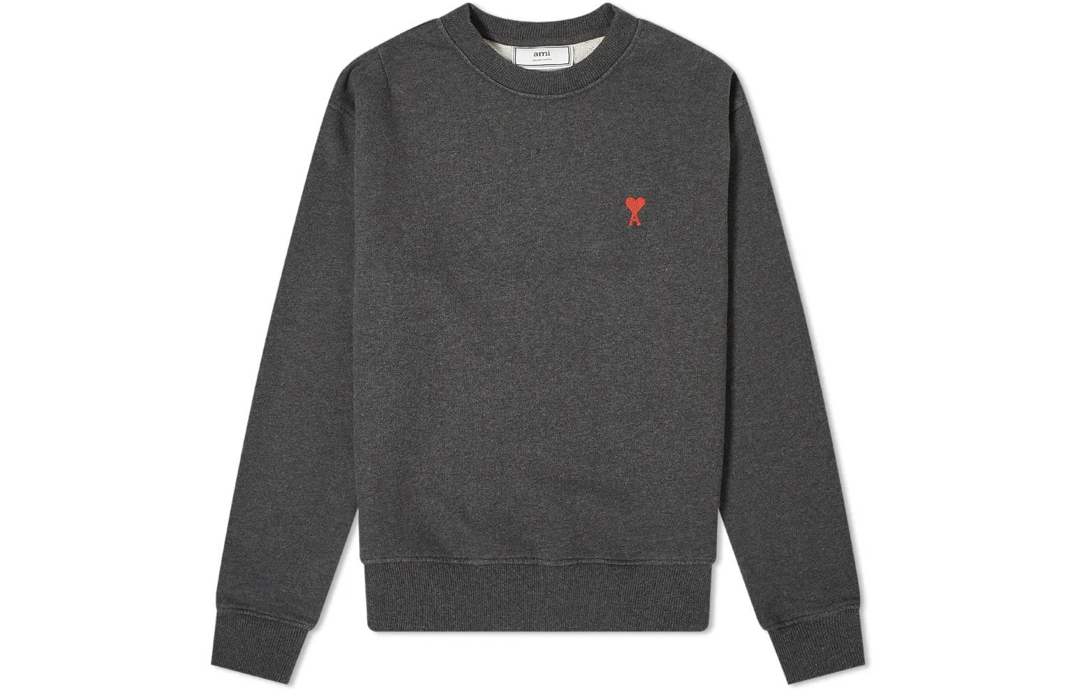 AMI PARIS FW22 Grey Heart Logo Crewneck Sweatshirt A20HJ006-730
