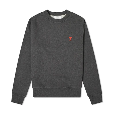 AMI PARIS FW22 Grey Heart Logo Crewneck Sweatshirt A20HJ006-730