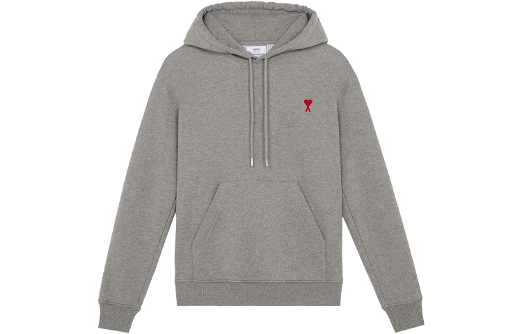 AMI PARIS FW22 Grey Heart Logo Print Pullover Sweatshirt Unisex Couple Style A21HJ008730-055