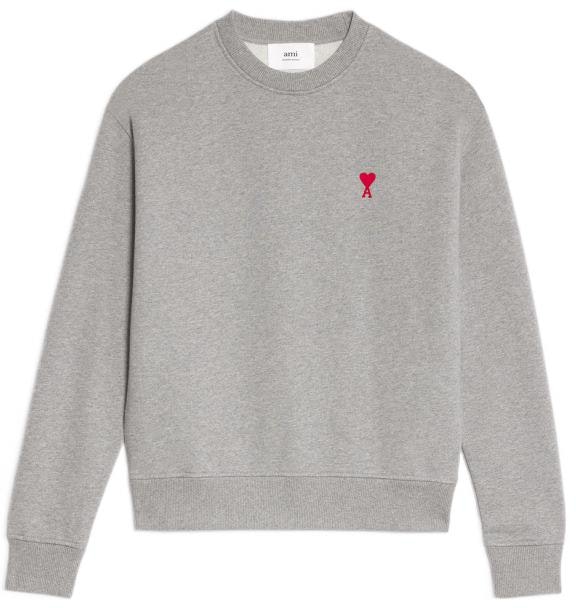 ami-paris-fw-22-grey-sweatshirt-with-red-heart-embroidery-unisex-crewneck-bfusw-001730-055