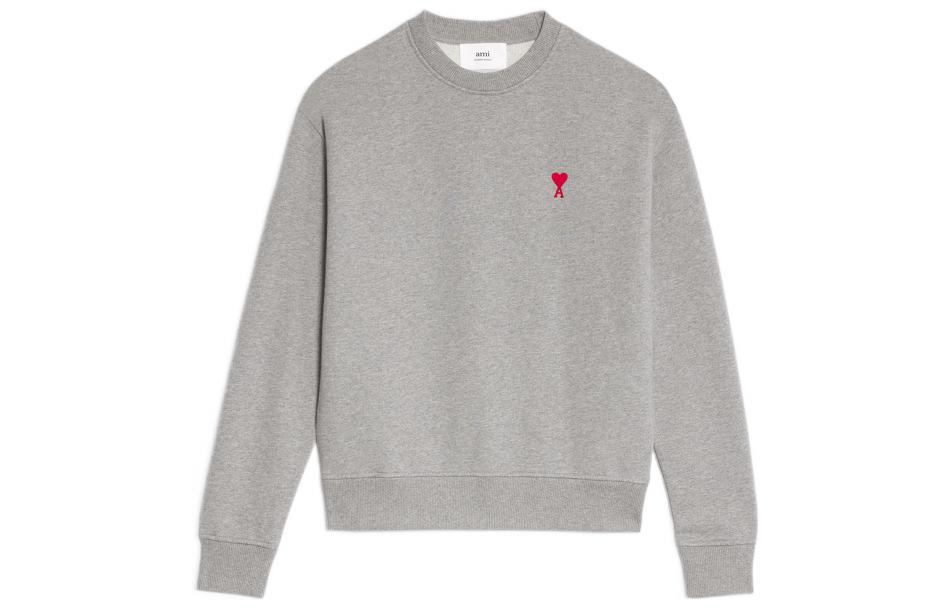 Order AMI PARIS FW22 灰色紅心刺繡圓領衛衣 男女款 BFUSW001730-055