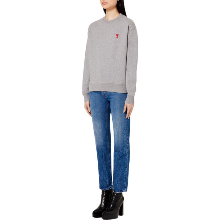 Purchase AMI PARIS FW22 灰色紅心刺繡圓領衛衣 男女款 BFUSW001730-055