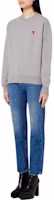 Purchase AMI PARIS FW22 Grey Sweatshirt with Red Heart Embroidery Unisex Crewneck BFUSW001730-055