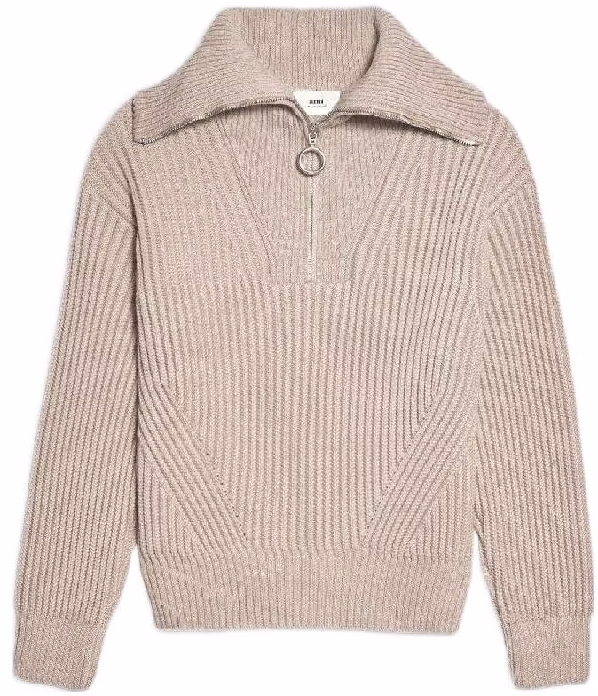 ami-paris-fw-22-half-zip-pullover-sweater-oatmeal-unisex-long-sleeve-hks-600027-250