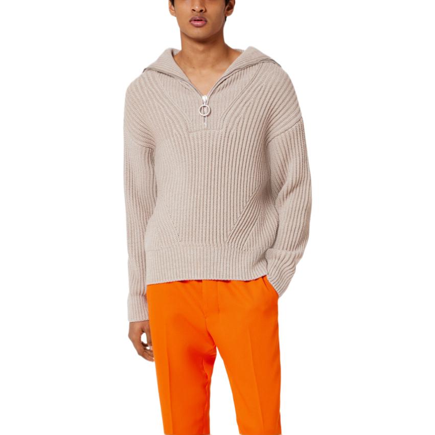 AMI PARIS FW22 Half-Zip Pullover Sweater Oatmeal Unisex Long Sleeve HKS600027-250 圖 3