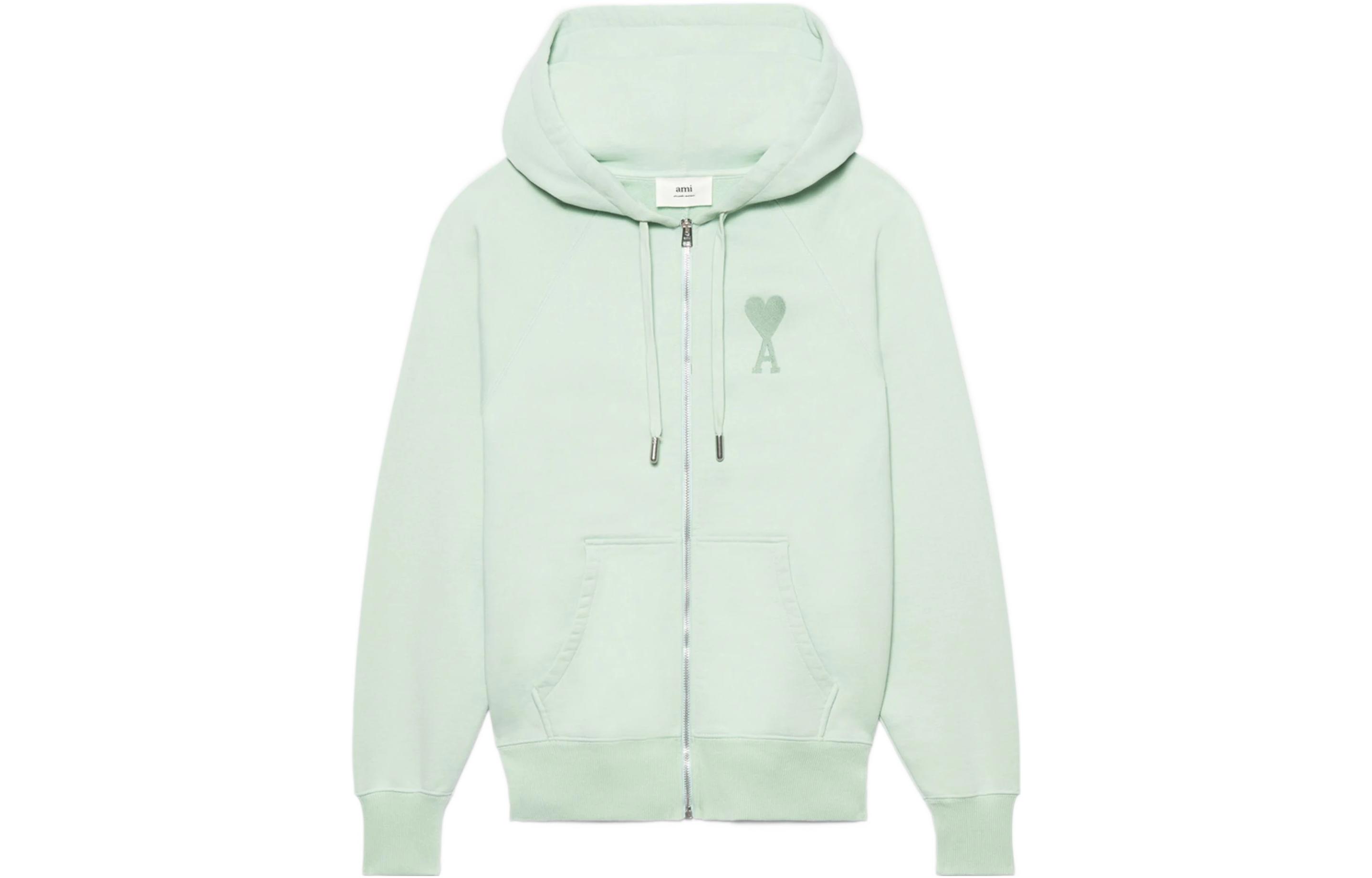 AMI PARIS FW22 Heart Logo Embroidered Cotton Hoodie Unisex Casual Style USW402-747441