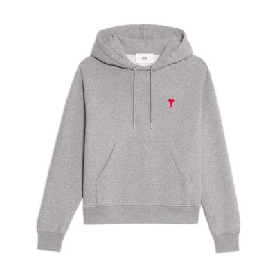 AMI Paris FW22 Heart Logo Hoodie Unisex in Ash Gray. BFUSW200730-055