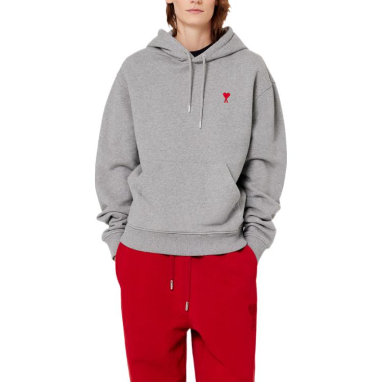 AMI Paris FW22 Heart Logo Hoodie Unisex in Ash Gray. BFUSW200730-055 圖 4