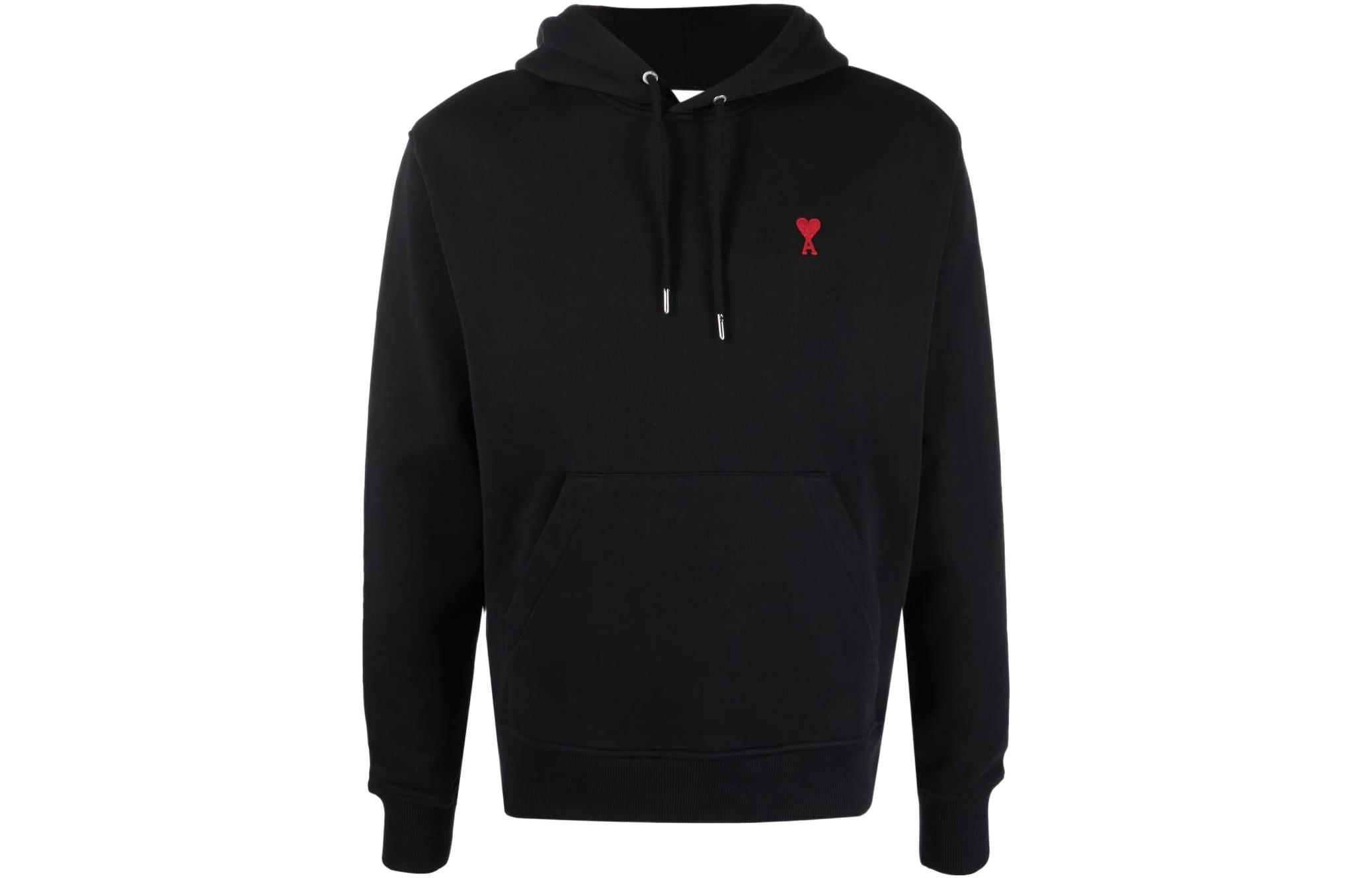 AMI Paris FW22 Heart Logo Print Black Hoodie Unisex. BFUSW200730-001