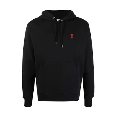 AMI Paris FW22 Heart Logo Print Black Hoodie Unisex. BFUSW200730-001