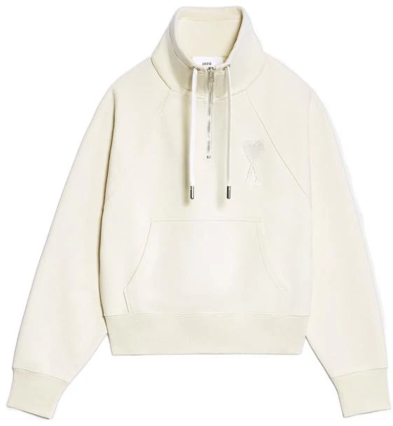 ami-paris-fw-22-logo-embroidered-half-zip-hoodie-unisex-off-white-usw-502747150