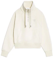 AMI Paris FW22 Logo Embroidered Half-Zip Hoodie Unisex Off-White. USW502747150 AMI Paris FW22 Logo Embroidered Half-Zip Hoodie Unisex Off-White. USW502747150